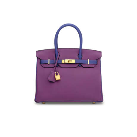 A CUSTOM AN&#201;MONE & BLEU &#201;LECTRIQUE TOGO LEATHER BIRKIN 30 WITH BRUSHED GOLD HARDWARE - фото 1