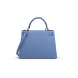 A BLUE AGATE EPSOM LEATHER SELLIER KELLY 28 WITH GOLD HARDWARE - photo 3