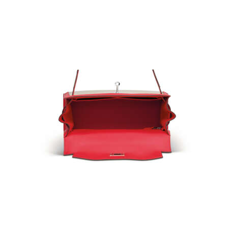 A LIMITED EDITION ROUGE DE COEUR SWIFT LEATHER & &#201;CRU TOILE H SELLIER KELLY 28 WITH PALLADIUM HARDWARE - photo 5