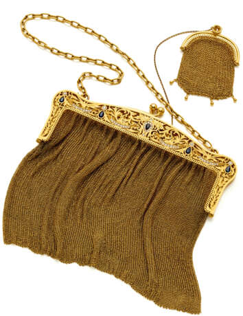 Yellow 14K gold mesh bag accented w… - photo 1