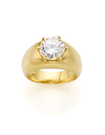 Round ct. 3.521 diamond yellow gold… - фото 1