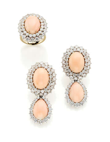 Pink coral and diamond white gold j… - photo 1