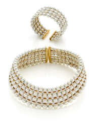 Diamond and pearl bi-coloured gold …