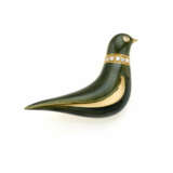 Green guilloché enamel dove shaped … - photo 1