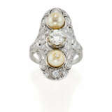 Diamond and pearl white gold ring, … - Foto 1