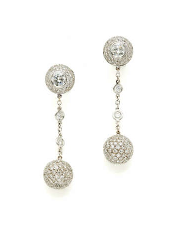 Diamond white gold pendant earrings… - photo 1