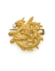 Dragon and putto shaped yellow gold…