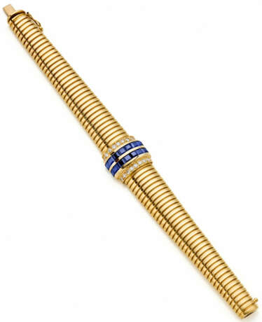 Yellow gold tubogas bracelet with d… - фото 1