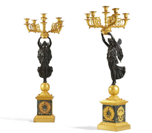 Pair of magnificent Empire candelabra with psyches - photo 1