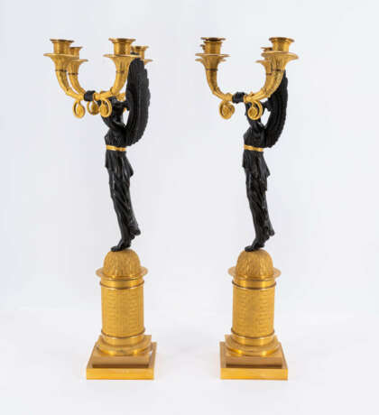 Pair of large Empire candelabra with Victorias - фото 2