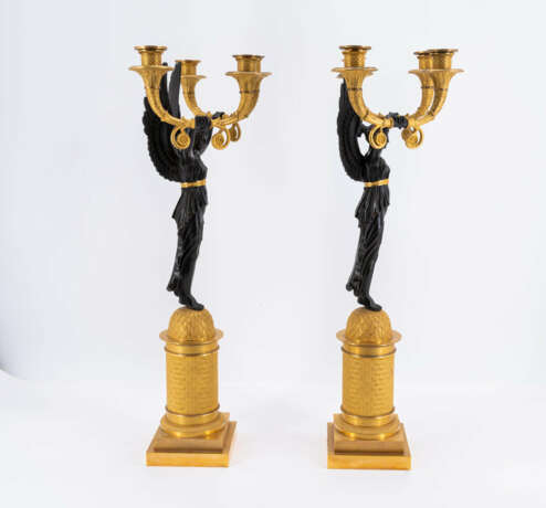 Pair of large Empire candelabra with Victorias - photo 4
