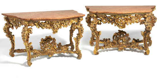 Pair of large Baroque console tables - photo 1