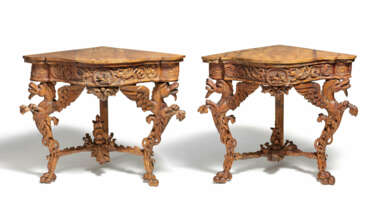 Pair of extraordinary corner consoles with winged horses