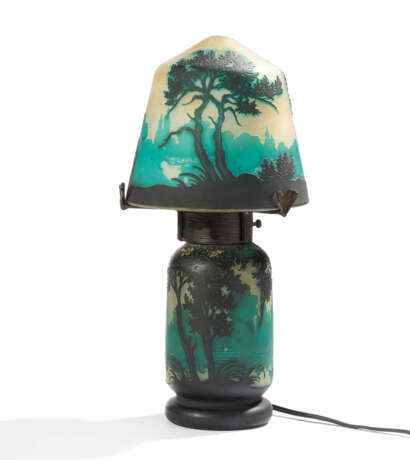 Small table lamp with forest lake - фото 1