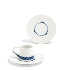 Cup and two saucers from a service "Peitschenhieb"