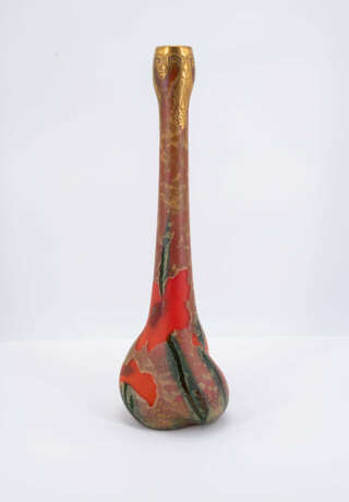 Large long-necked vase with poppy decor - photo 1