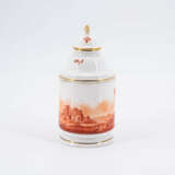 Tea caddy with circumferential landscape in iron red camaieu - photo 3
