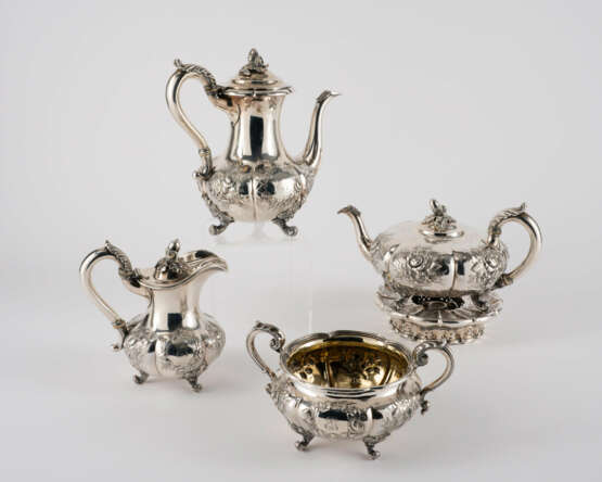 Five piece coffee and tea set with thistle and rose decor - photo 1