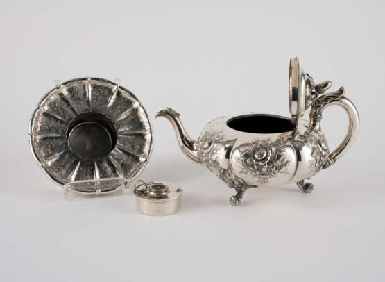 Five piece coffee and tea set with thistle and rose decor - фото 6