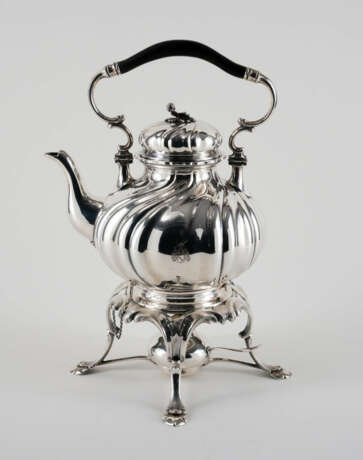 Large teapot with twisted features on rechaud - фото 1