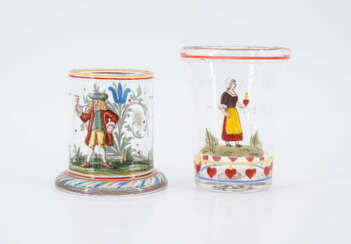 Zwei Historismus-Gläser mit figürlichen Dekoren