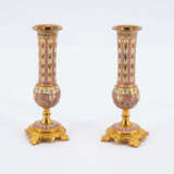 Pair of small candlesticks with cloisonné decor - photo 1