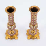 Pair of small candlesticks with cloisonné decor - photo 5