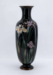 Large cloisonné vase with iris blossoms