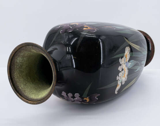 Large cloisonné vase with iris blossoms - Foto 5