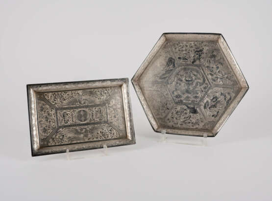 Two trays with dragons and peacocks - photo 1