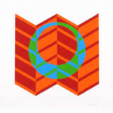 HEINICKE, Hajo: Op-Art-Relief in Orange, Blau und Grün. - Foto 1
