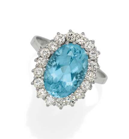 Aquamarine Diamond Ring - фото 1