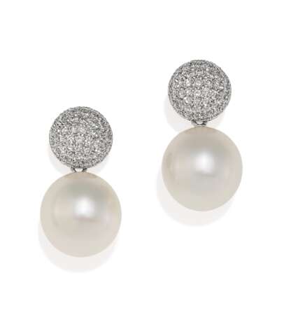 Pearl Diamond Stud Earrings - фото 1