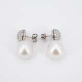 Pearl Diamond Stud Earrings - фото 2