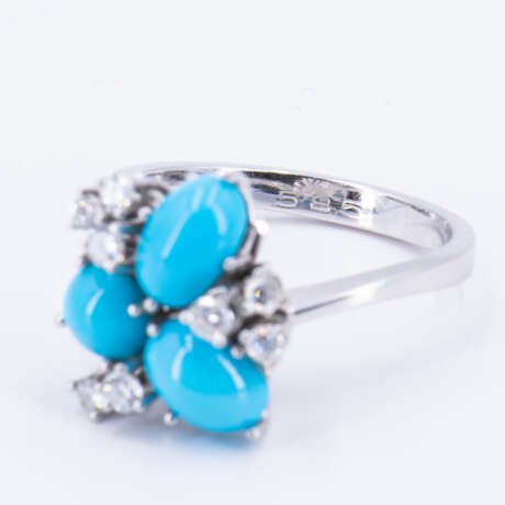 Turquoise Brilliant-Cut Diamond Set: Bracelet, Ring and Earrings - Foto 7