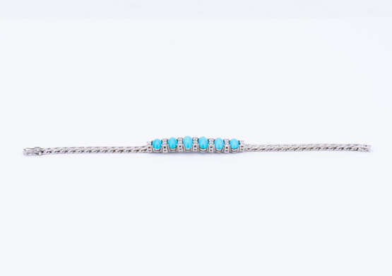 Turquoise Brilliant-Cut Diamond Set: Bracelet, Ring and Earrings - Foto 2