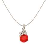 Fire Opal and Brilliant-Cut Diamond Necklace - фото 1