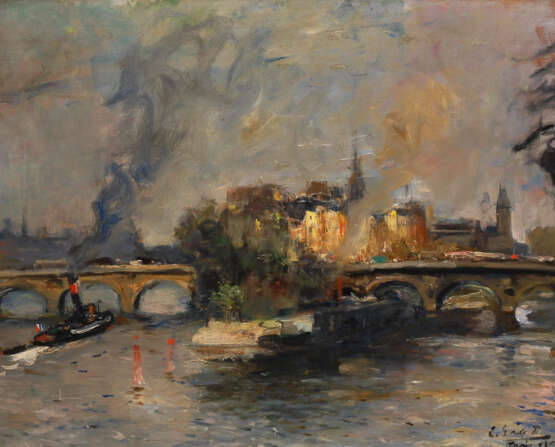 GALL, Francois (Ferenc): Dampfer an Pariser Brücke. - photo 1