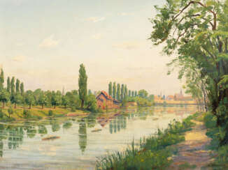 PFENNIG, Hermann: Flusslandschaft mit Stadt.