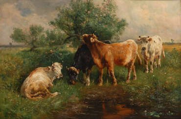 SCHOUTEN, Henry: Weidende Kühe im Sonnenschein.