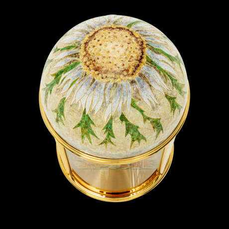 PATEK PHILIPPE. A UNIQUE AND STUNNING GILT BRASS DOME TABLE CLOCK WITH CLOISONN&#201; ENAMEL DEPICTING MOUNTAIN FLOWERS - photo 6