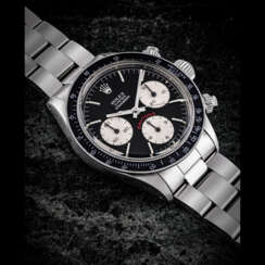 ROLEX. A STAINLESS STEEL CHRONOGRAPH WRISTWATCH WITH BRACELET
