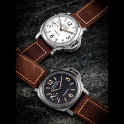 PANERAI. A SET OF TWO STAINLESS STEEL LIMITED EDITION WRISTWATCHES