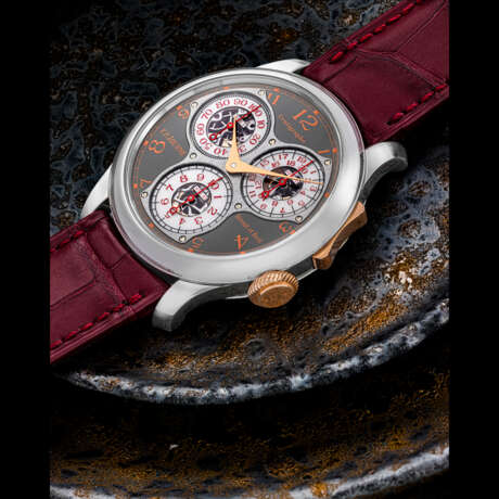 F.P. JOURNE. AN EXTREMELY RARE TITANIUM LIMITED EDITION CHRONOGRAPH WRISTWATCH WITH 100TH OF A SECOND, 20TH SECONDS AND 10 MINUTE REGISTERS, CELEBRATING THE 10TH ANNIVERSARY OF THE F.P. JOURNE BOUTIQUE IN HONG KONG - photo 1
