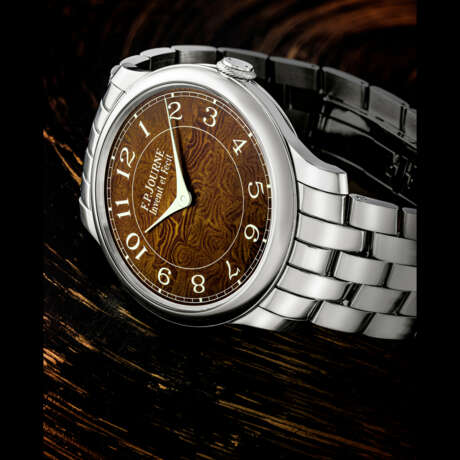 F.P. JOURNE. A VERY RARE STAINLESS STEEL LIMITED EDITION WRISTWATCH WITH STEEL DAMASCUS DIAL AND BRACELET - Foto 1
