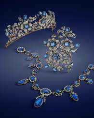 THE W&#220;RTTEMBERG SAPPHIRE JEWELS
AN IMPRESSIVE MID 19TH CENTURY SUITE OF SAPPHIRE AND DIAMOND JEWELLERY