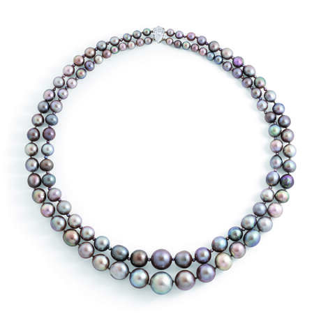 KERN MAGNIFICENT COLOURED NATURAL PEARL AND DIAMOND NECKLACE - photo 1