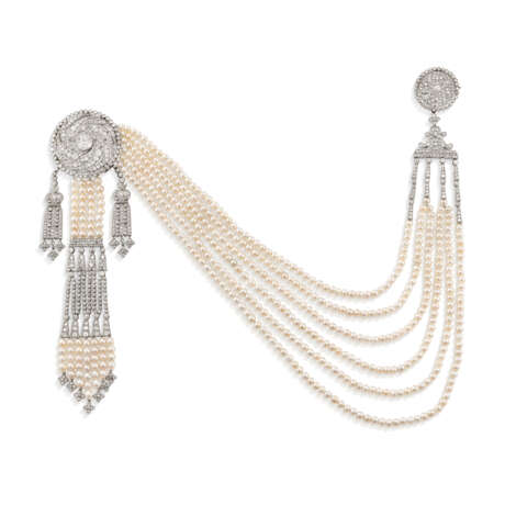 CARTIER BELLE EPOQUE NATURAL PEARL AND DIAMOND &#201;CHARPE - photo 1