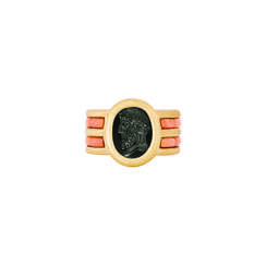 JAR ONYX AND CORAL RING