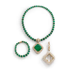 GROUP OF EMERALD AND DIAMOND JEWELLERY